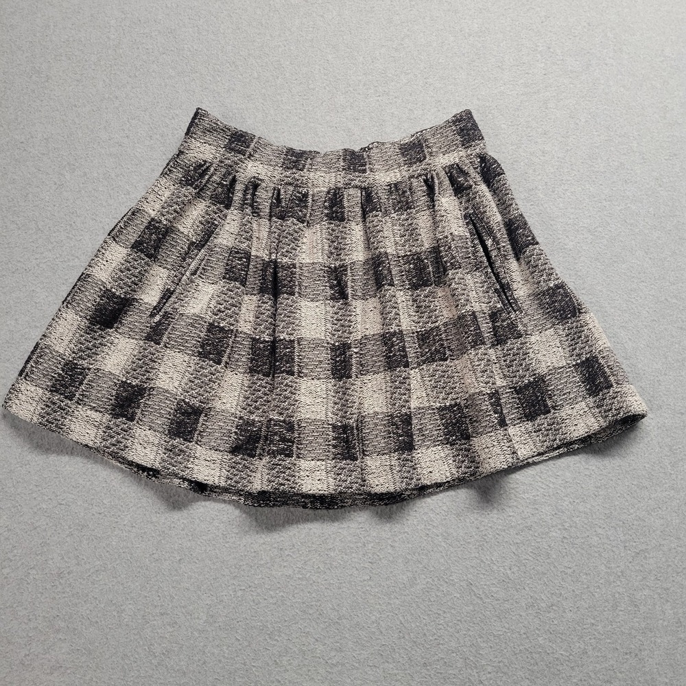 Free People Black and Cream Plaid Mini Skirt